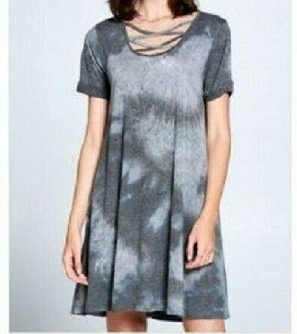 Strappy front dress Tie Dye color grey. New with tags Size: M